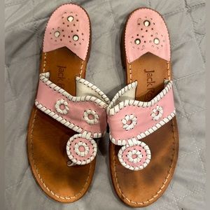 Jack Rogers Pink And White Jacks Flat Sandal  Size 7
